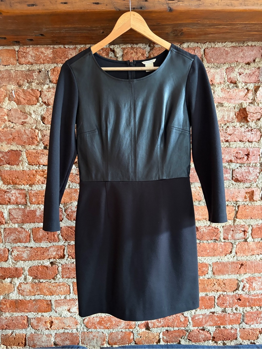 Vintage Club Monaco genuine leather panel shift dress - fits S/M